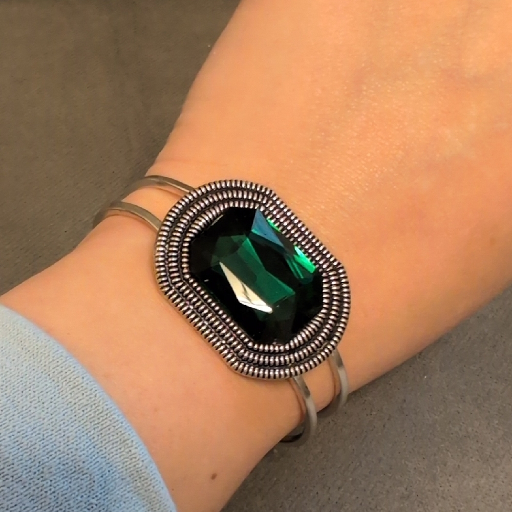 Green Gemstone Silver Bracelet